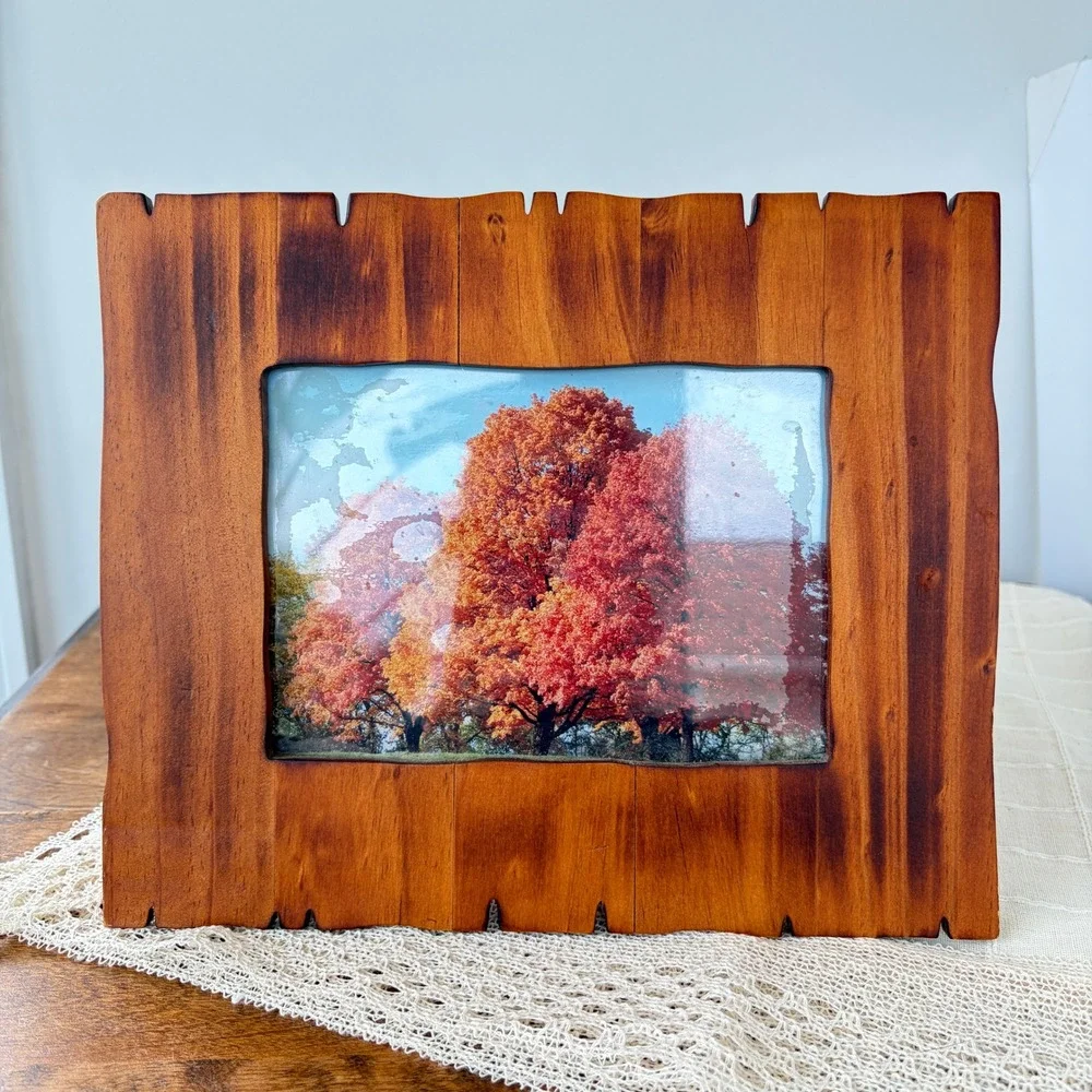 Rustic Live Edge Wood Picture Frame 5x7 Tabletop Wall Mount Cabin Decor Brown